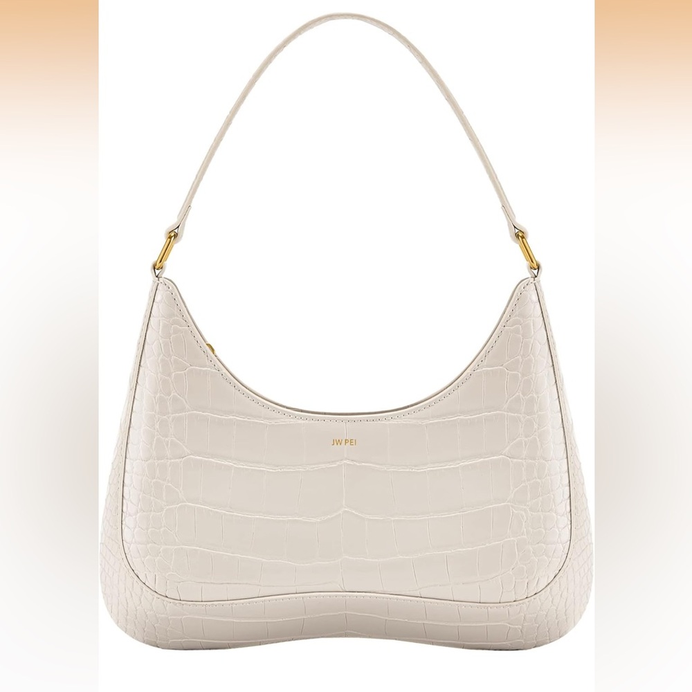 JW PEI Cream Croc-Embossed Purse
